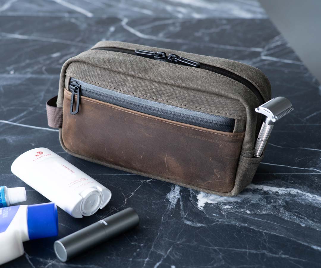 leather toiletry bag